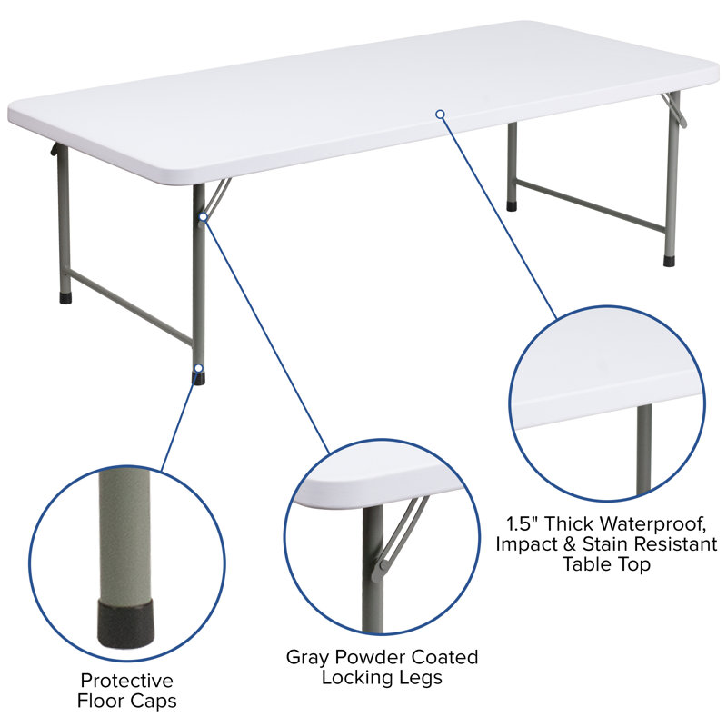 Gray Metal Frame White Plastic Kids Folding Table