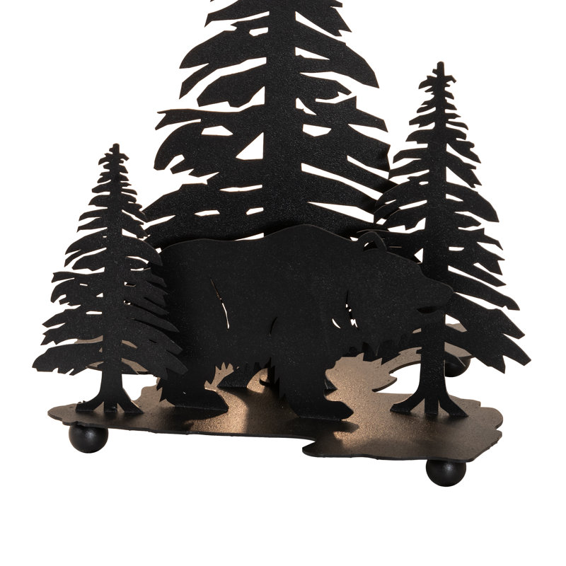 Black Metal and Green Stained Glass Rustic Table Lamp