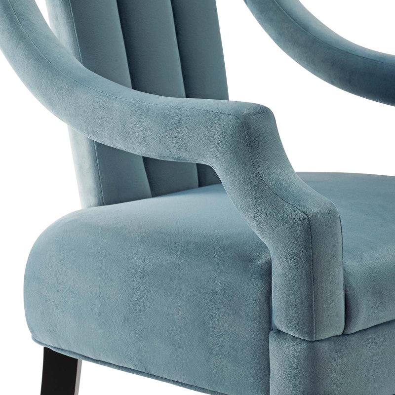 Light Blue Velvet Accent Chair with Black Birch Legs