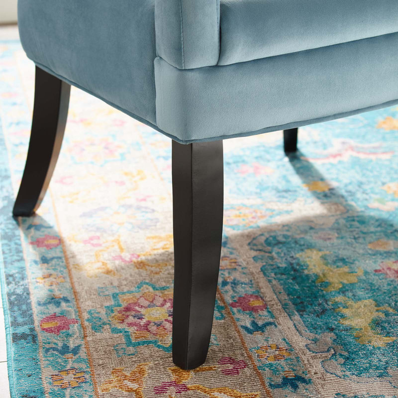 Light Blue Velvet Accent Chair with Black Birch Legs