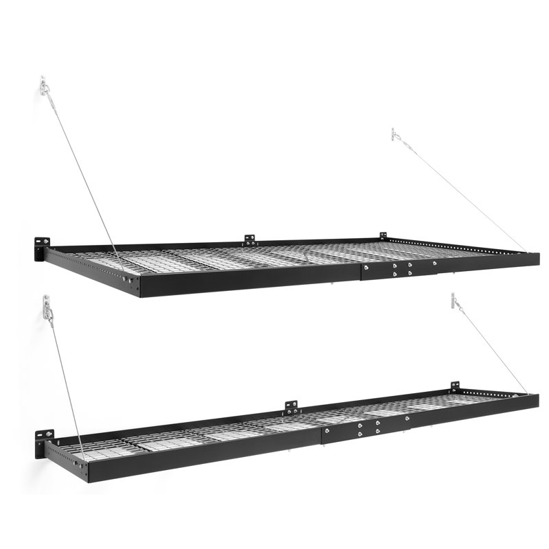 Black Steel Wall Mounted Garage Shelf Set