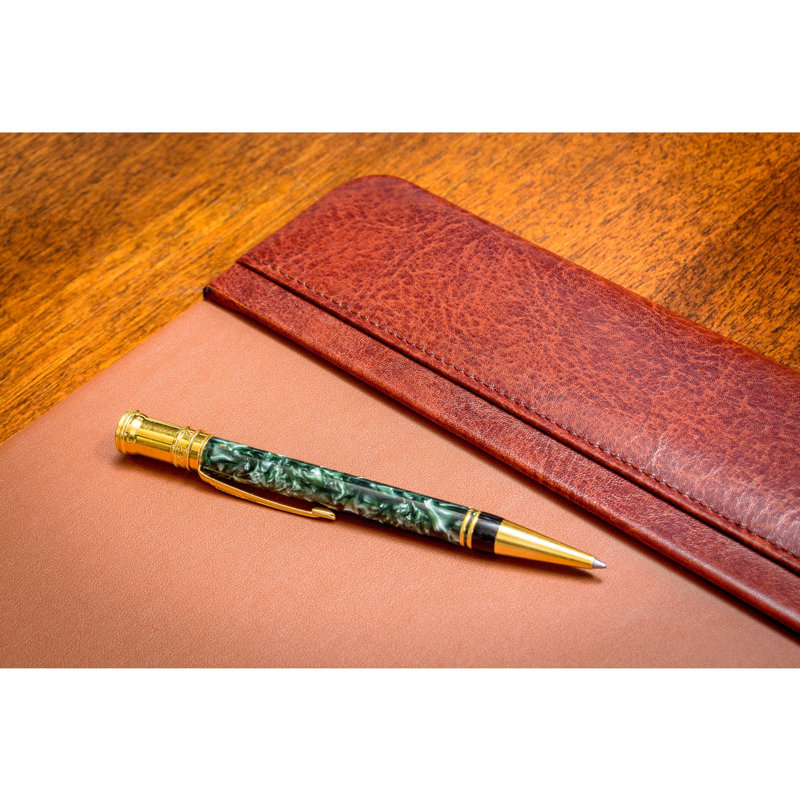 Mocha Leather Rectangular Desk Pad with Felt Backing