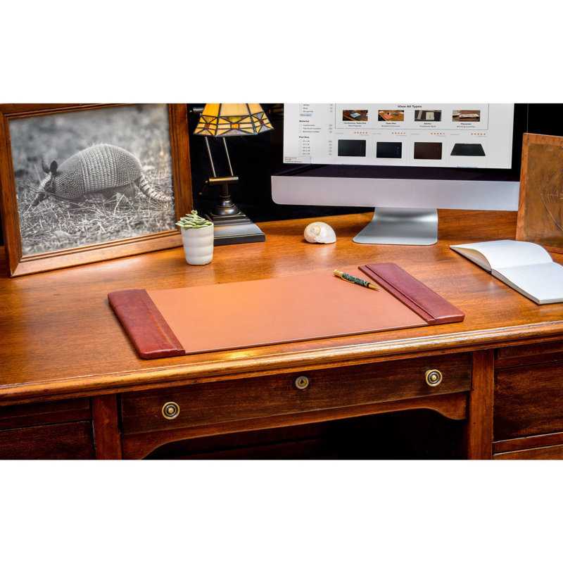 Mocha Leather Rectangular Desk Pad with Felt Backing