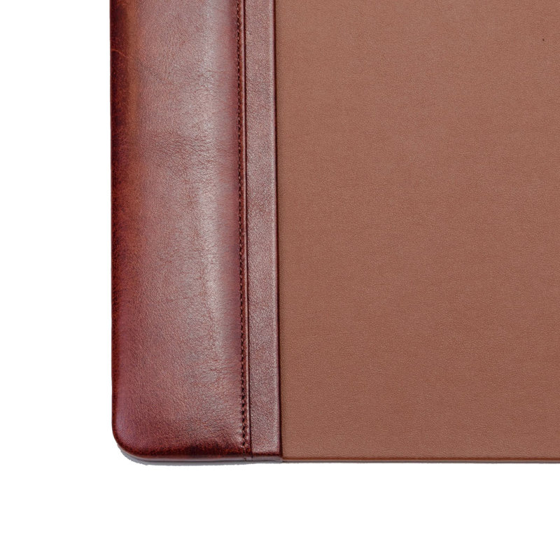 Mocha Leather Rectangular Desk Pad with Felt Backing