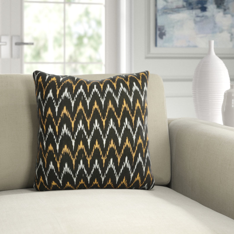 Black and White Ikat Cotton Throw Pillow Set