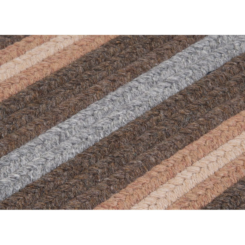 Salisbury Bark Stripe 5'x8' Braided Wool-Synthetic Rug