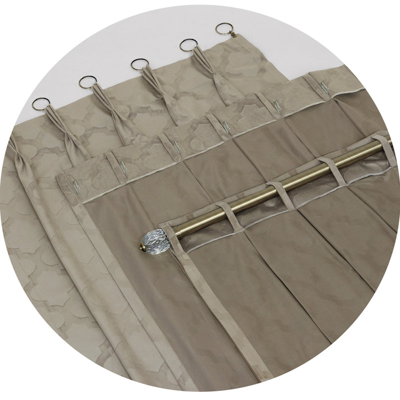 Navy Blue Polyester Room-Darkening Pleated Curtain Panels, 34'' x 63''