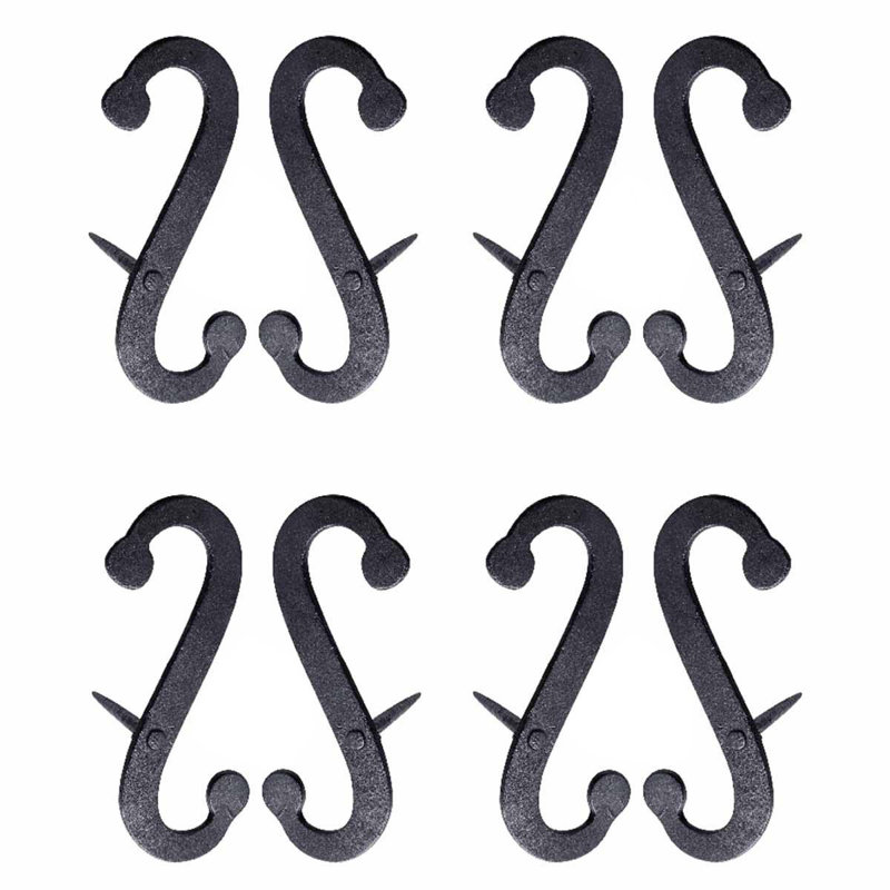 Black Wrought Iron S-Shaped Shutter Dogs Pack of 4