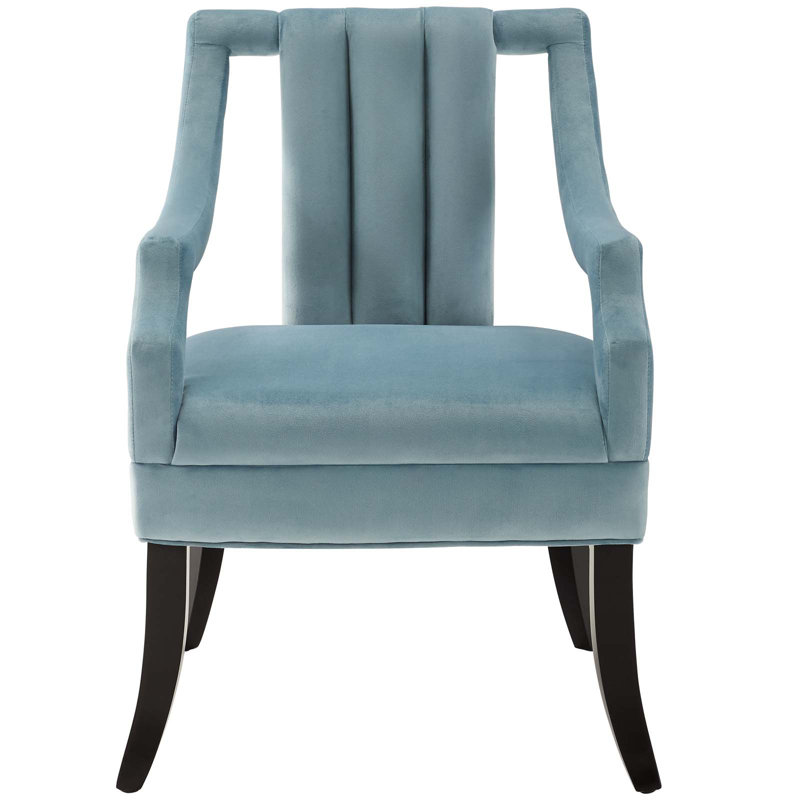 Light Blue Velvet Accent Chair with Black Birch Legs