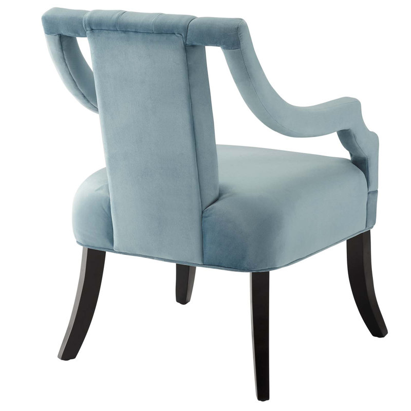 Light Blue Velvet Accent Chair with Black Birch Legs