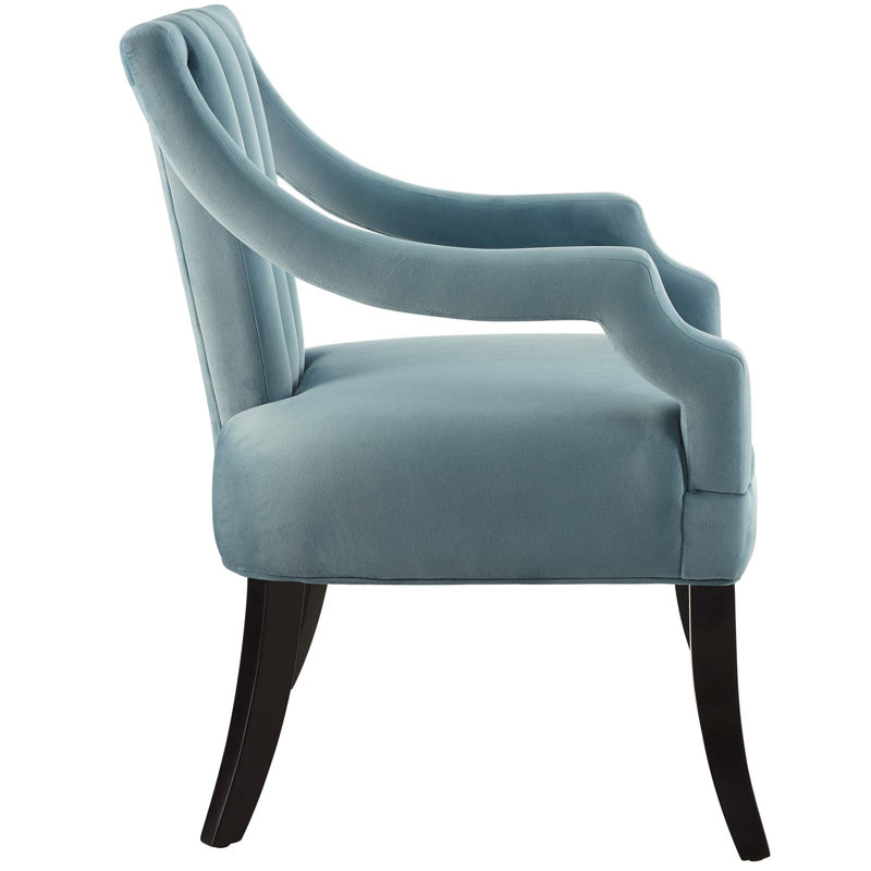 Light Blue Velvet Accent Chair with Black Birch Legs