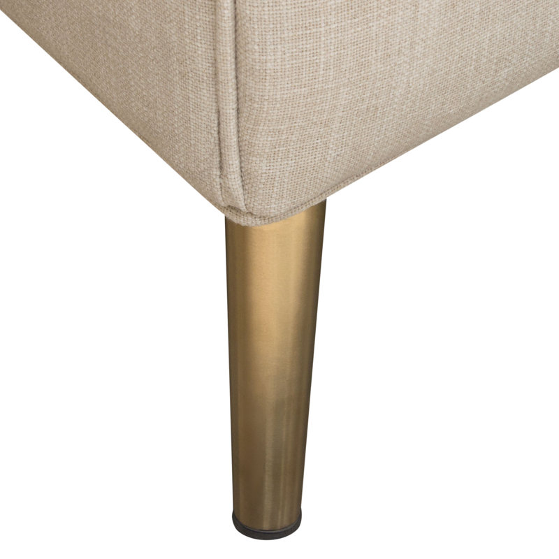 Sand Linen Tufted Sofa with Gold Metal Legs and Round Arms
