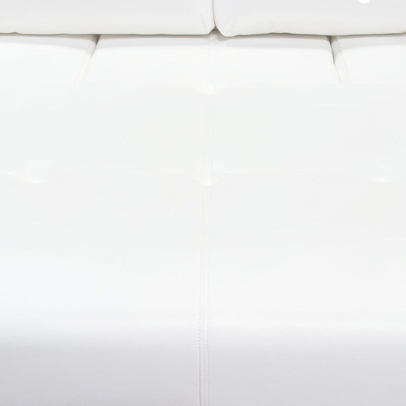 Chic White Air Leather Convertible Loveseat with Chrome Legs