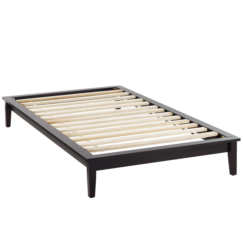Cappuccino Twin Wood Platform Bed Frame with Headboard