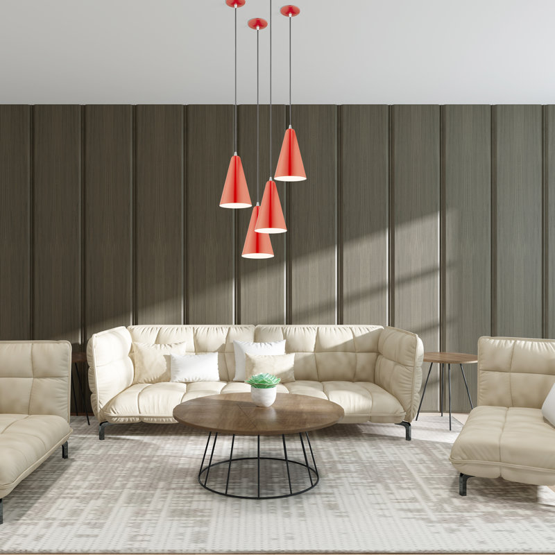 Modern Mini Pendant Light in Shiny Red with White Interior Finish