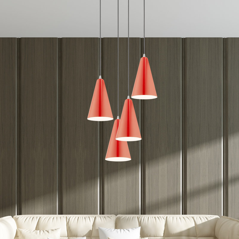 Modern Mini Pendant Light in Shiny Red with White Interior Finish