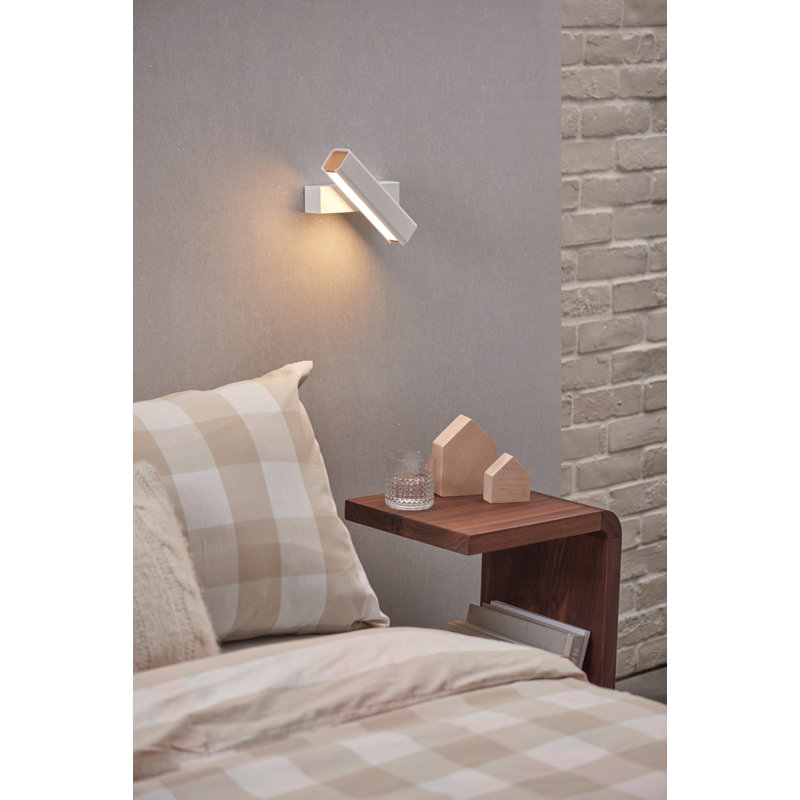 White Metal and Wood Dimmable Wall Sconce