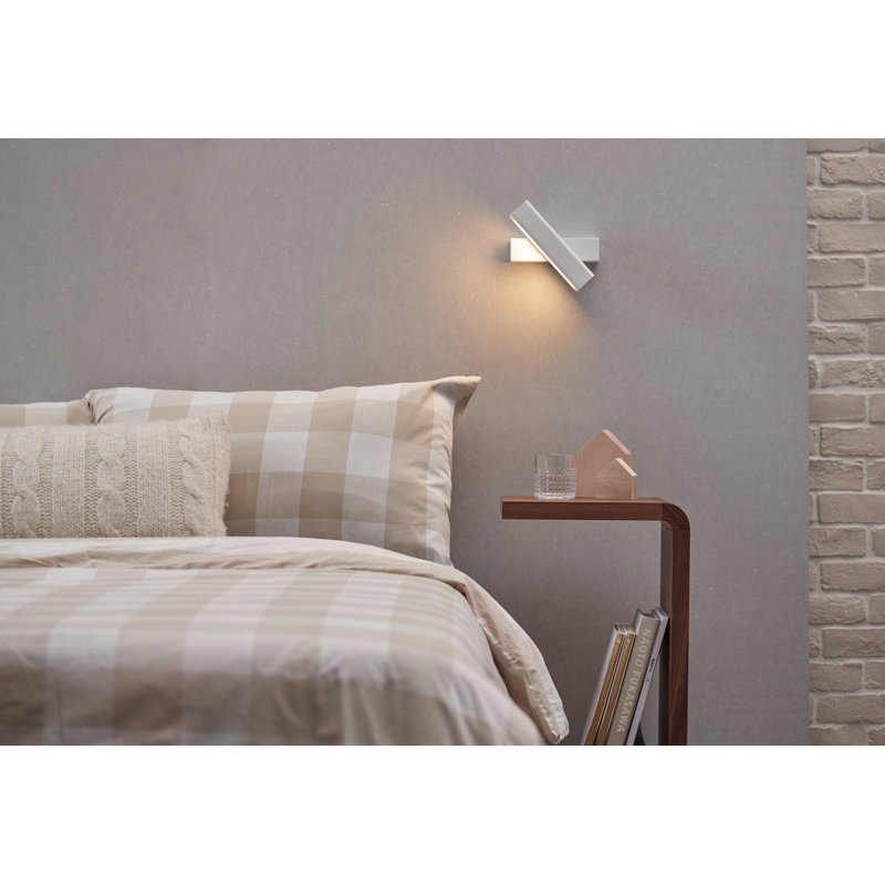 White Metal and Wood Dimmable Wall Sconce