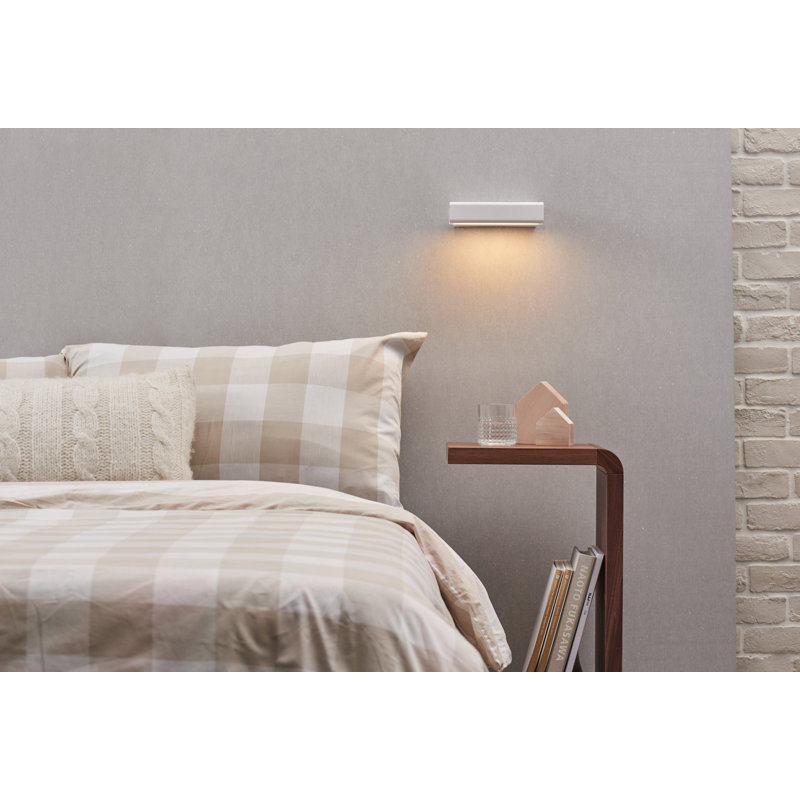 White Metal and Wood Dimmable Wall Sconce