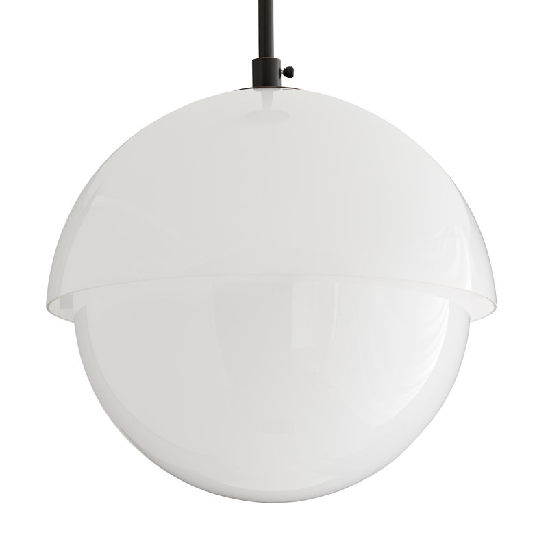 Midcentury Bronze Opal Glass Globe Pendant Light