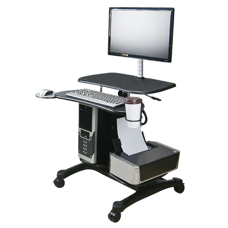 ErgoFlex 36" Black Adjustable Mobile Monitor Stand with Swivel & Tilt