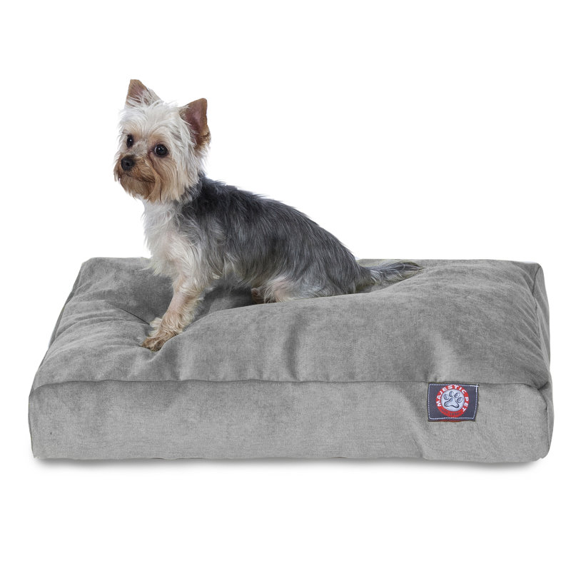 Vintage Gray Velvet Medium Rectangle Pet Bed