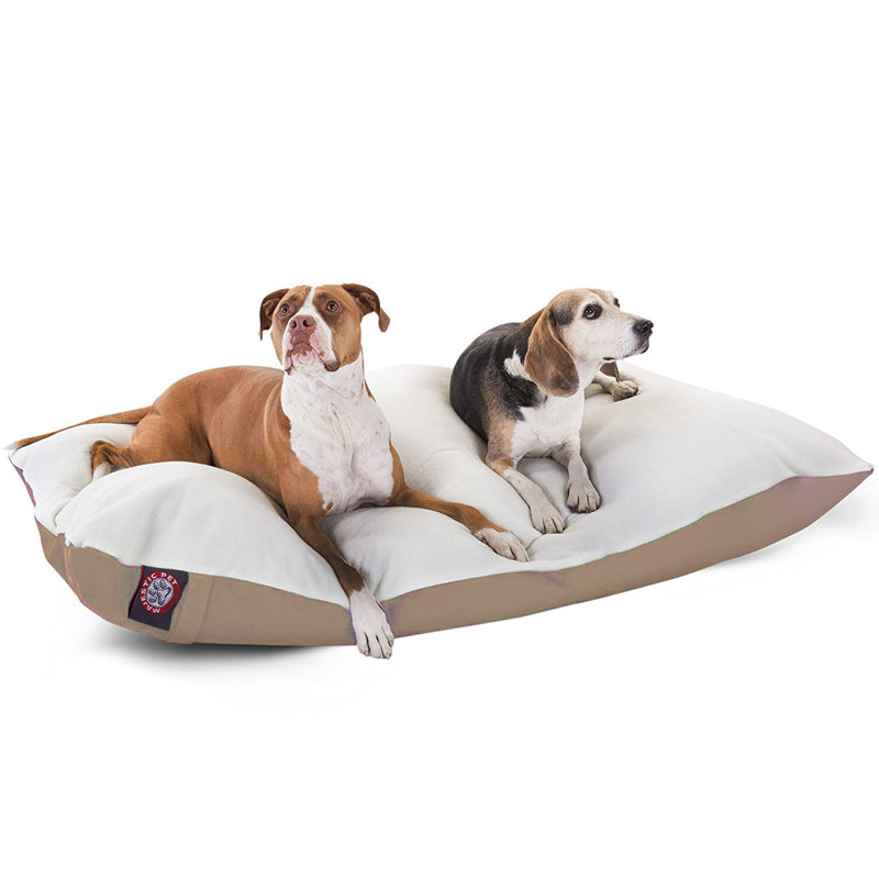 Medium Khaki Orthopedic Faux Sheepskin Dog Bed