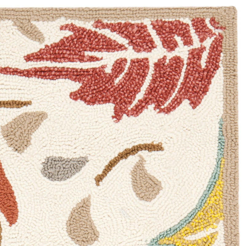 Handmade Ivory Floral Synthetic Kids' Area Rug 27in x 4in