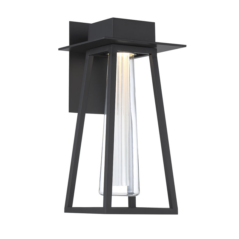 Avant Garde Black Aluminum LED Sconce with Etched Glass