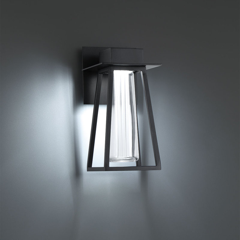 Black Aluminum LED Outdoor Wall Sconce with Clear Glass