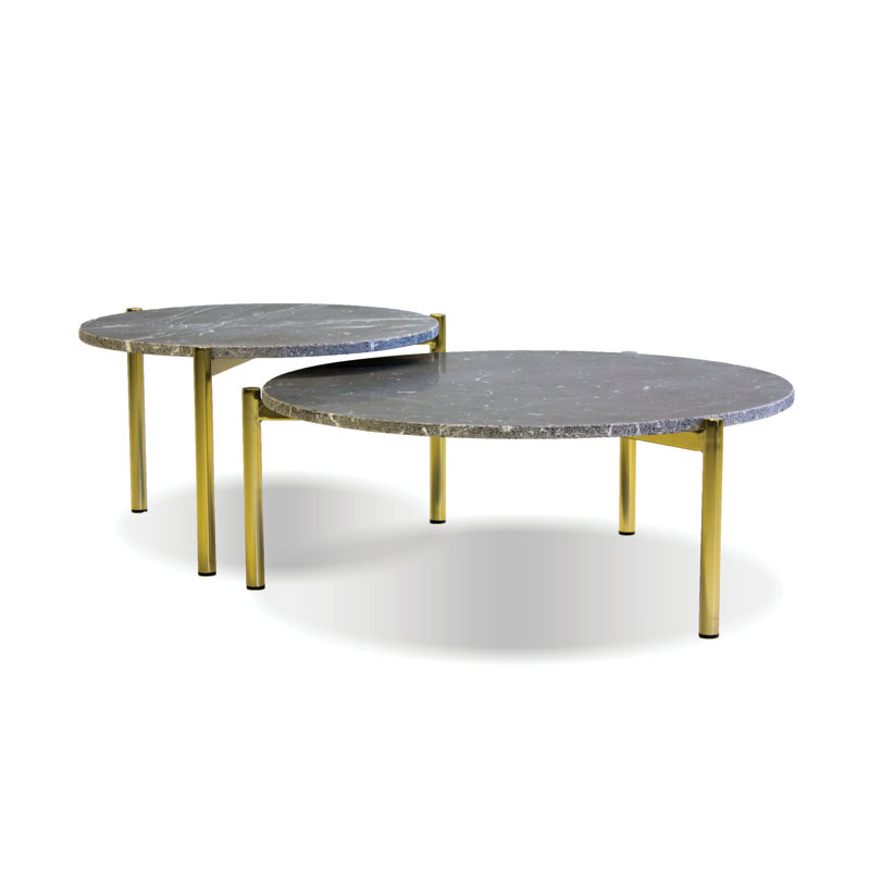 Atlas 31" Black Marble and Brass Coffee Table