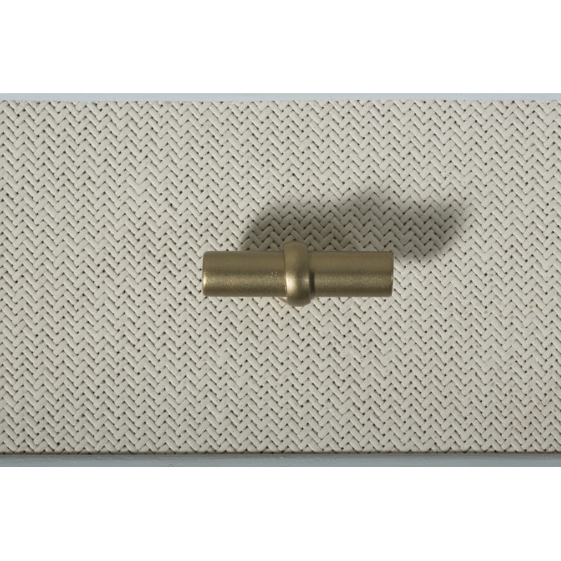 Jane Coastal White 4-Drawer Seagrass Dresser with Golden Hardware