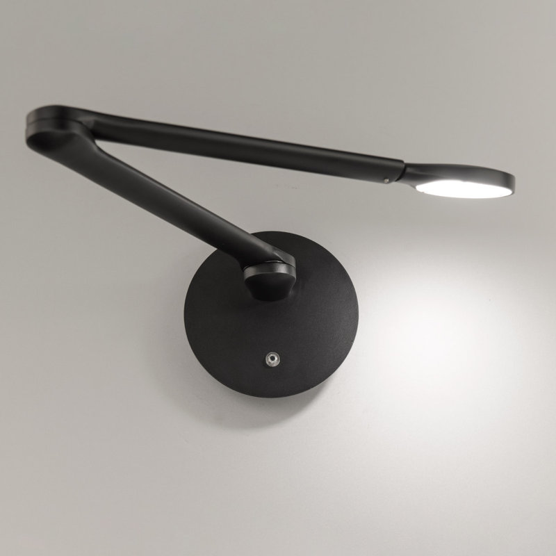 Modern Black LED Swing Arm Sconce with White Acrylic Diffuser