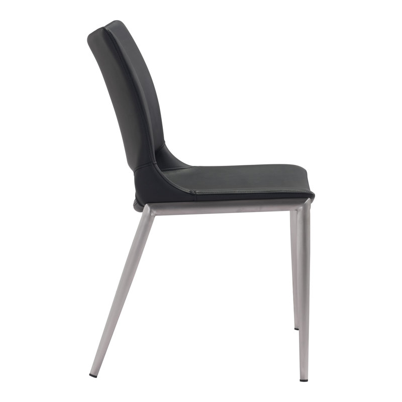 High Black Metal Retro Dining Side Chair Set