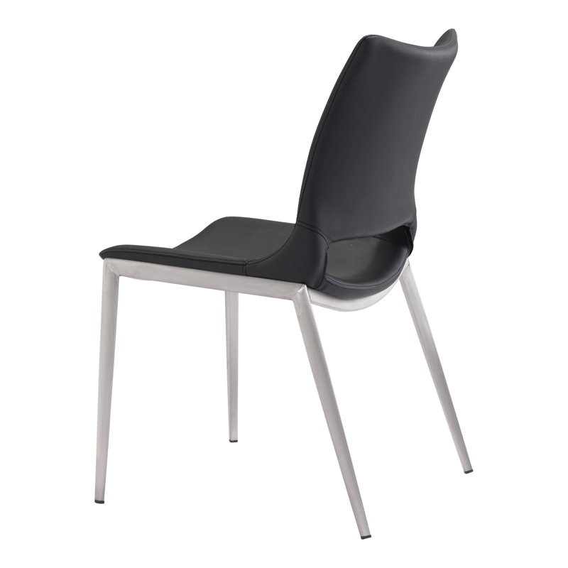 High Black Metal Retro Dining Side Chair Set