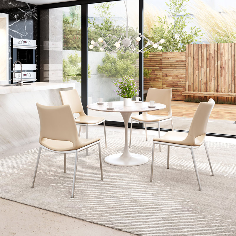 High Black Metal Retro Dining Side Chair Set