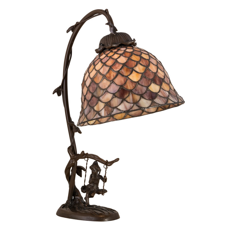 Bronze Stained Glass Fishscale Table Lamp