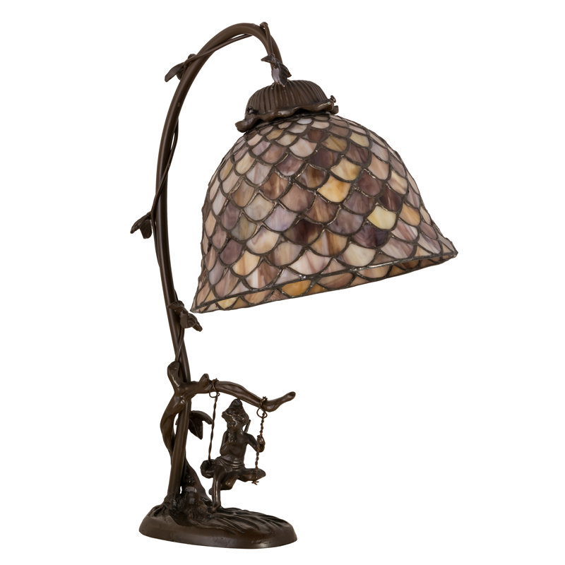 Bronze Stained Glass Fishscale Table Lamp
