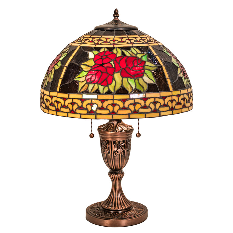 Mahogany Bronze 25" Table Lamp with Stained Glass Shade