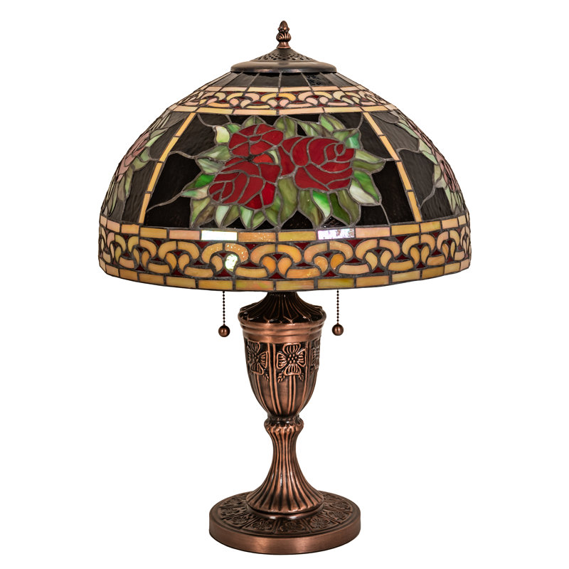 Mahogany Bronze 25" Table Lamp with Stained Glass Shade