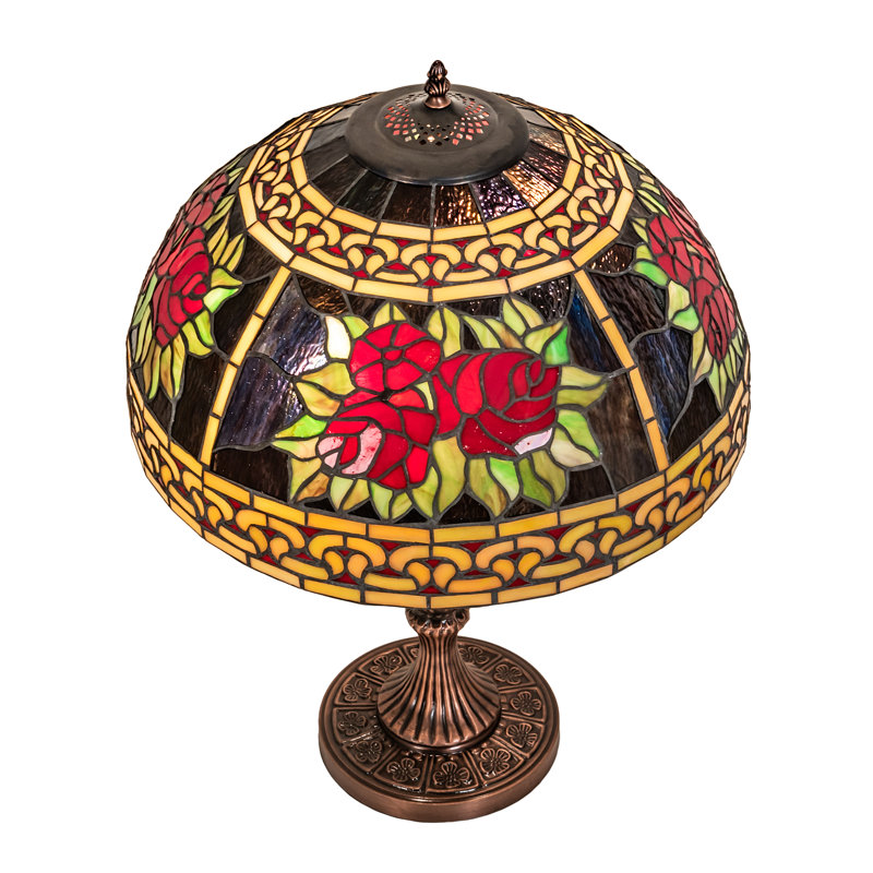 Mahogany Bronze 25" Table Lamp with Stained Glass Shade