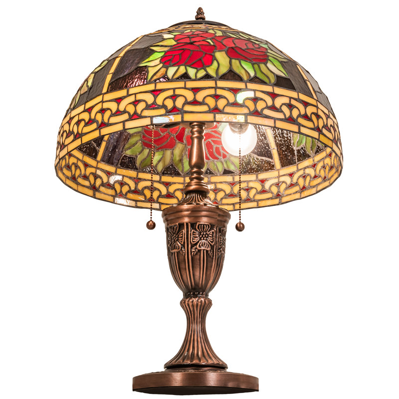 Mahogany Bronze 25" Table Lamp with Stained Glass Shade