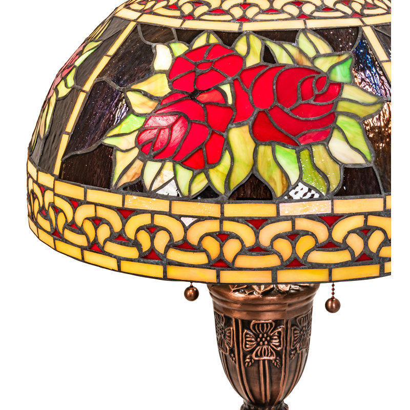 Mahogany Bronze 25" Table Lamp with Stained Glass Shade
