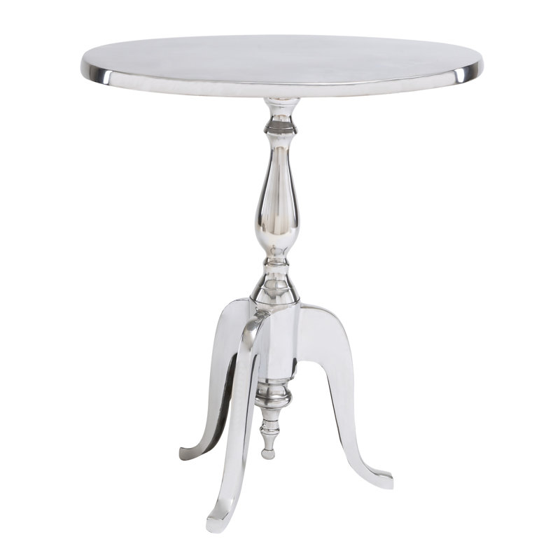 Elegant Silver Aluminum Round Pedestal Accent Table - 18" x 22"