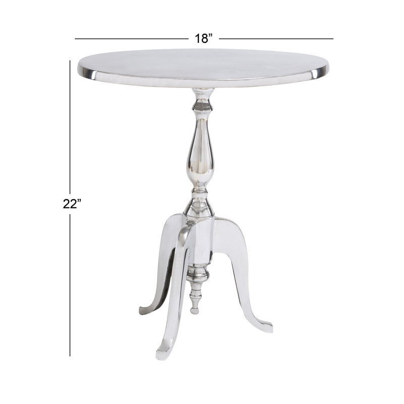 Elegant Silver Aluminum Round Pedestal Accent Table - 18" x 22"