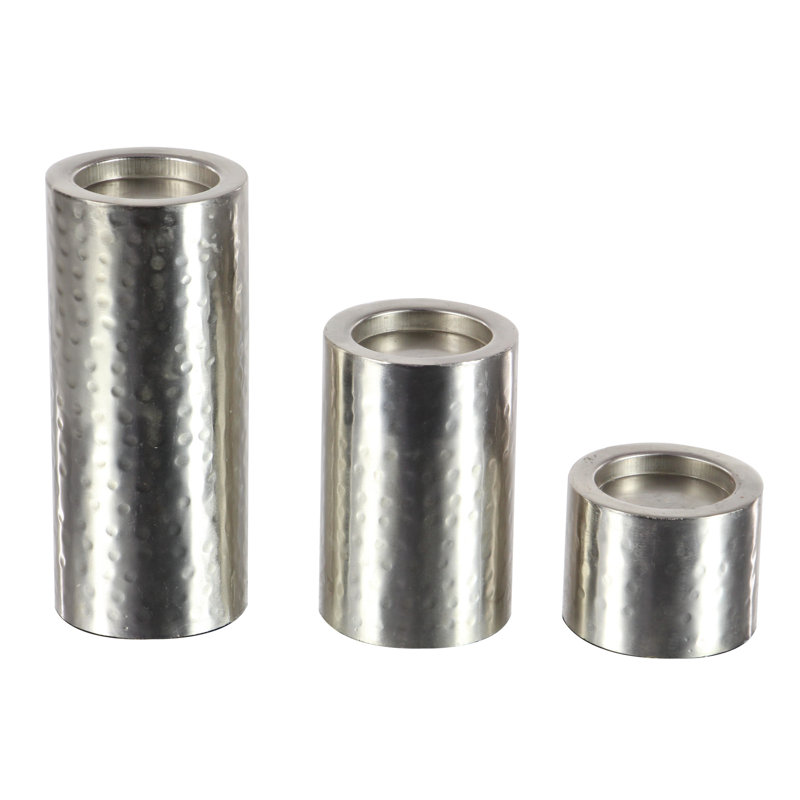 Silver Iron Industrial Candle Holder Set of 3