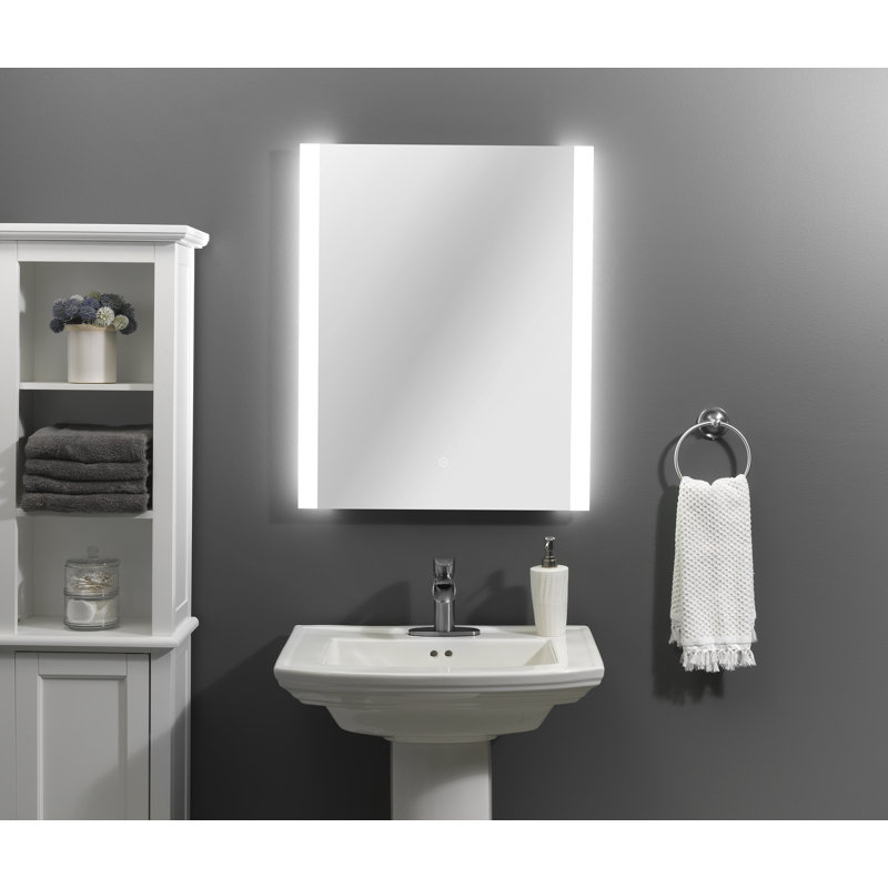 Martina 24"x30" Sleek Frameless LED Wall Mirror with Anti-Fog Feature