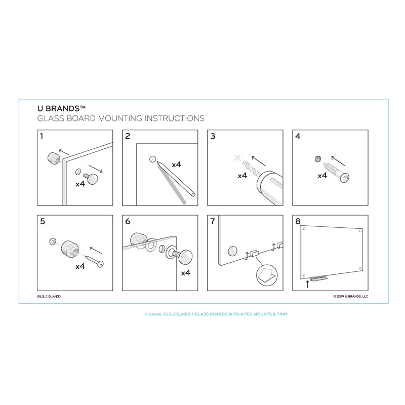Frosted White 36" x 24" Tempered Glass Frameless Whiteboard