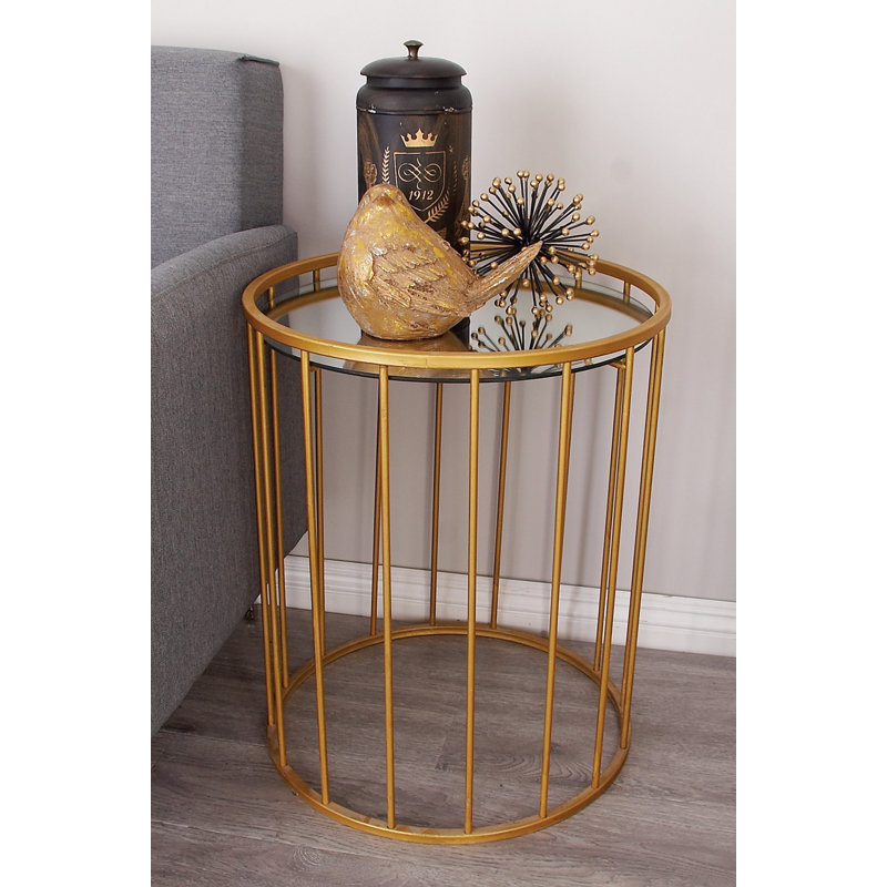 Sleek Gold Metal & Mirrored Glass Round Nesting Tables - Set of 3