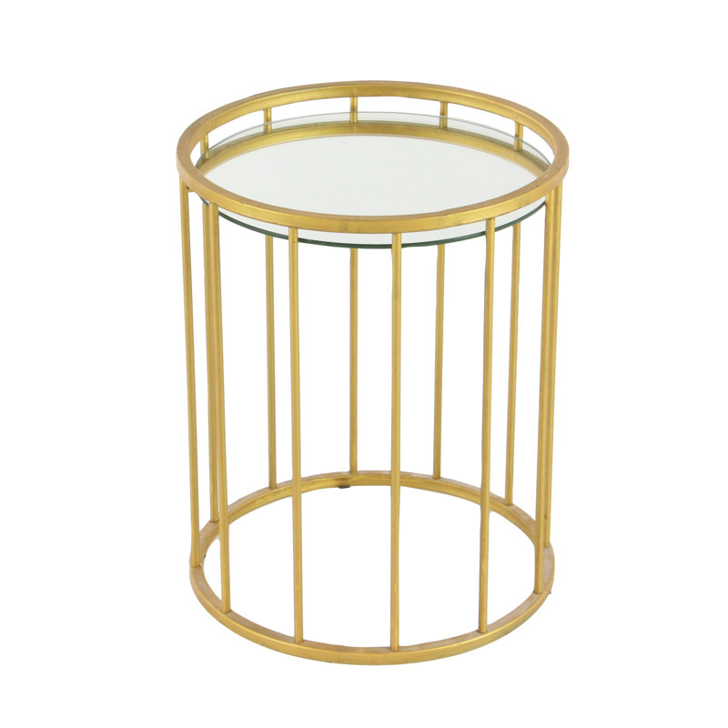 Sleek Gold Metal & Mirrored Glass Round Nesting Tables - Set of 3